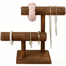 GAPINO 목걸이 진열대 T자형 나무 목걸이 거치대 액세서리 머리끈 팔찌 시계 전시대 11x15x24cm