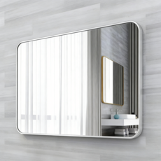 圓角長方形鏡子 無銅鏡 衛浴鏡子 橫放豎放, 白