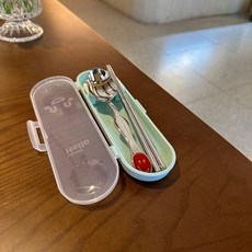 可愛兒童便攜餐具組 不鏽鋼笑臉勺筷, 1個, 綠盒 紅色笑臉勺+316兒童筷, 紅色, 笑臉勺+兒童筷