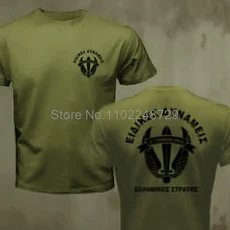 그리스 육군 그리스 1st Paratroopers Brigade Raider 특수 부대 남성 티셔츠 짧은 캐주얼 o 넥 T 셔츠 Ove, 01 XS（old）, 03 육군 녹색