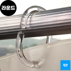 12P 샤워 커튼 링 고리 투명 욕실 화장실 원형, 라운드 투명 색상