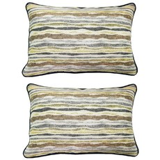 J&N 艾倫抱枕 2入 填充棉 100%聚酯纖維, 橫紋 大地色