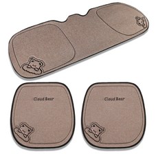 더반디 귀여운 곰돌이 인테리어 자동차 방석 앞좌석 뒷좌석 세트, 1세트, 클라우드 브라운