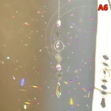 썬캐쳐 매달려 크리스탈 펜던트 정원 Suncatcher 바람 종소리 창 장식을위한 레인보우 프리즘 체인, A6