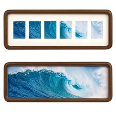 Hans 10.2x30.5cm(4x12인치) 프레임 콜라주 사진 싱글 매트 3.8x6.4cm(1.5x2.5인치) 입구 6개와 새틴 솔리드 수평 또는 수직(6개의 오프닝)_17, 4"X12", 호두_178186