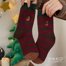 ScottyBear 那隻熊 聖誕節 保暖 羊毛襪 聖誕樹 聖誕老人 麋鹿 薑餅人 交換禮物 女襪 ZG223, 1個