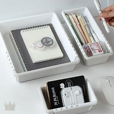책상위 서랍형 정리함 투명 필기도구 보관함 사무실 책상 소품 정리 트레이 깔끔한, 1개, 대형