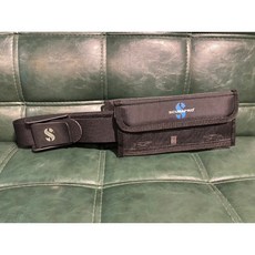 SCUBAPRO 配重帶 潛水自潛打漁專用 腰圍80-92cm可調 2大口袋可放1-8kg配重, 黑