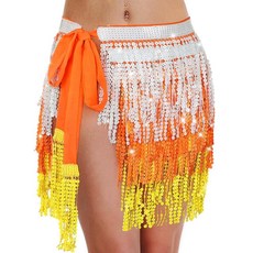 Coume Mardi Gras 스팽글 스커트 블랙 역사 달 태슬 프린지 벨리 댄스 글리터 힙 스카프 스커트 코스튬 여성용 의상 무지개 색상