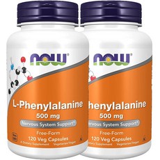 NOW Foods L-苯丙氨酸素食膠囊 500mg, 120顆, 2罐