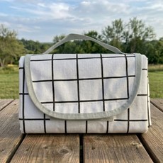 퍼플캣 사계절 감성 접이식 피크닉 매트 휴대용 돗자리, 화이트