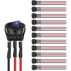Nilight 2pcs 로커 토글 스위치 3핀 2V 20A 유선 원형 LED 조명 전원 켜기 36pcs 와이어가 장착된 자동차 트럭 차량 트레일러 RV 해양 보트 요트 SPST, 12PCS Switch +