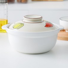 日式和風土鍋 陶瓷湯鍋 燉鍋 明火適用, 白色,7寸-0.9升, 1個