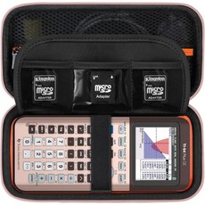 텍사스 인스트루먼트용 하드 케이스 TI-84 플러스 CE/TI-84 플러스/TI-83 CE/카시오 fx-9750GIII 컬러 그래프 계산기 충전 케이블용 메시 포켓이 있는 보, Z-Rose Gold