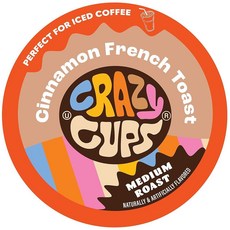 Crazy Cups 1인용 큐리그 K 컵 머신용 가향 커피 포드 시나몬 프렌치 토스트 핫 또는 아이스 커피 재활용 가능한 포드 22개(1팩), Crazy CUP 컵s 1인용 큐리그 K 컵 머신용 가