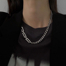 남녀공용 스퀘어 스트릿체인 레이어드 목걸이