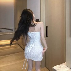 입체 꽃 화이트 튜브탑 의류 꽃병 화병 인테리어 원단