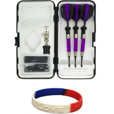 다트핀 다트 용품 화살 다트팁 케이스 및 액세서리가 포함된 Sure Grid Viper Purple 소프트 팁 항공편 16그램 또는 18그램 플러스 아이 러브 팔찌, Harrows Quantum, 18, 1개