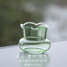 宜室茶話 玻璃花口建水, 1個, 玻璃花口建水-绿