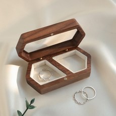 엘블랑꼬 원목 육각 투명 반지 케이스 프로포즈 커플링 가드링 상자 보관함