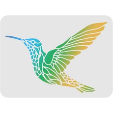 PET 추상 동물 페인팅 스텐실 동물 테마 벽화 패턴 아트 인테리어 소품 DIY, 버드 506, 1개