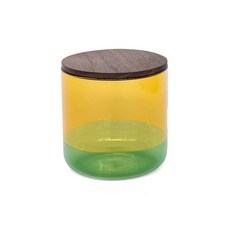 日本amabro TWO TONE 雙色玻璃儲物罐 L 《WUZ屋子》, 黄x綠, 1個, 600ml