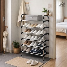 JS리빙 아파트 신발장 정리대 6단 슬림 틈새 신발 슬리퍼 거치대 수납 선반 거실 좁은 공간 정리 수납장 튼튼한 간이 대형 슈즈렉 실내화 정리함 현관 서랍장 D-@569802, 1개