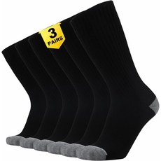 ONKE Max 풀 쿠션 크루 양말 습기 흡수 냄새 제어 내구성이 뛰어난 강철 발가락 작업 부츠 운동 훈련용, 블랙1(3쌍), 13-15