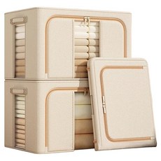 유미코 패브릭 리빙박스 접이식 옷장 정리함 이불 옷 수납박스, 베이지, 1개