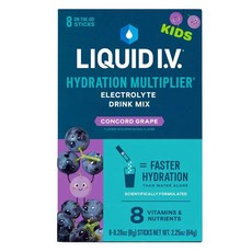 Liquid Iv 兒童水動能電解質沖泡飲 康科德葡萄 8入, 1個, 64g