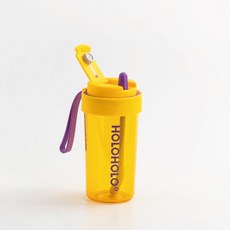 HOLOHOLO 吸管跳跳杯 600ml 贈吸管刷 運動水壺 兒童水杯 多色可選, 1個, 黃色(贈吸管刷)