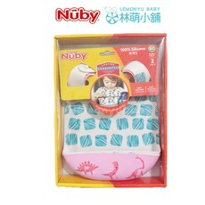 Nuby 矽膠圍兜二入 (雷克斯龍/塗鴉方塊), 1個