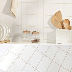주방 타일 발포 시트지 벽 욕실 방수 셀프인테리어 화이트 사각타일, HD-448