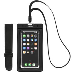 로랜텍 IPX8등급 스마트폰 방수팩 4중 잠금 스포츠 암밴드 넥스트랩, 블랙, 1개