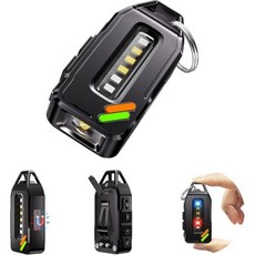 Sinvimes EDC 손전등 충전식 IPX7 방수 기능을 갖춘 500루멘 9 모드 강력한 미니 열쇠고리 신호 캠핑 낚시 야외 비상 시 포켓 마그네틱 클립, 1