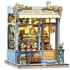 CUTEBEE Book Nook Kit - 성인용 DIY 미니어처 하우스 인형의 집 키트 북누크 타이니 하우스 책장 장식 3D 나무 퍼즐 가족 및 친구를 위한 선물 안나의, Anna's Blue Blossom