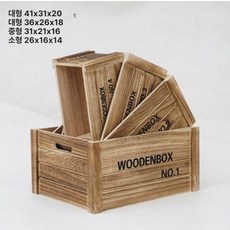 레트로 나무상자 소품박스 직사각형 인테리어 목재색, 소형 25 15x14cm 비펀칭 디테일 외부, 1개, 라이트 번트 외부 기본형