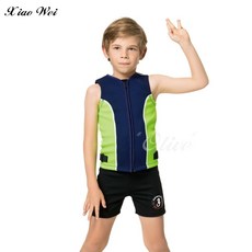 小薇的店 聖手品牌 2MM厚度拉鍊設計兒童防寒背心 藍色(18) 防寒保暖 兒童背心