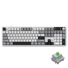 LINGBAO K108Pro LCD 블루투스 게이밍 기계식 키보드 한글, 풀배열 108키, Gray Black