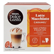 돌체구스토 캐러멜 라테 마키아토 커피캡슐 5g x 8캡슐 + 밀크캡슐 13.2g x 8캡슐, 145.6g, 1박스, 1개입