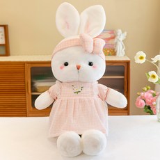 당신의 행복 귀여운 리본 토끼 인형 애착인형, 1개, 핑크, 40cm