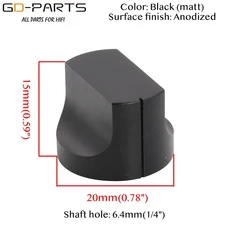 20x15mm 블랙 실버 기계로 가공 된 솔리드 전체 알루미늄 볼륨 손잡이 기타 앰프 CD 플레이어 DAC 튜브 앰, 1개, 01 BLACK-6.4mm