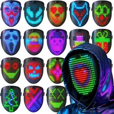 음향 효과 및 제스처 제어 기능이 있는 TOY Life LED 마스크u2013 충전식 할로윈 뮤지컬 마스크 코스튬 파티 크리스마스 콘서트를 위한 빛나는 변신 코스프레