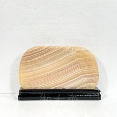 御古齋 義大利玉黃玉原礦擺件 天然紋路觀賞雅石 風水開運擺飾 附座 黃色 長19.8cm