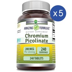 어메이징 뉴트리션 크롬 피콜리네이트 200mcg Amazing Nutrition Chromium Picolinate, 5개, 240정