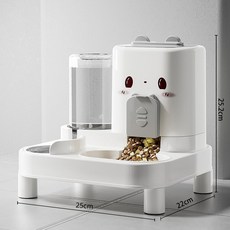 貓碗貓食盆自動餵食器水碗飯碗糧碗寵物碗一體狗碗自動餵食器, 1個, 加高頸護椎款：灰白色:如圖, 1L