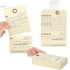 Affrolling 스트링 및 스텁 번호가 부착된 수리 태그 500개 마닐라 인쇄 용지 태그 유지 보수 서비스 13.9 x 6.6cm(5.3 x 2.64인치) 수리 필요(옐, 100, 옐로우