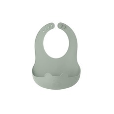 JELLY STAR 立體矽膠圍兜 吃飯圍兜 防水圍兜 圍兜兜 寶寶圍兜 莫蘭迪純色 防漏兜, 莫蘭迪-綠, 1個, 1個裝