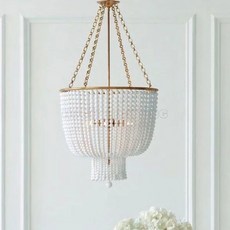 雨果燈飾 法式浪漫鏈珠吊燈 美式鄉村珍珠吊燈 客廳燈 水晶吊燈