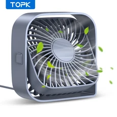 TOPK 미니 휴대용 팬 USB 책상 테이블 강력한 공기 흐름 및 조용한 작동 3 속도 바람 360 ° 방 홈용 회전, 01 Grey